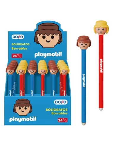 DOHE BOLÍGRAFO BORRABLE PLAYMOBIL 1.0MM TINTA AZUL C/SURTIDOS EXPOSITOR 24 UD