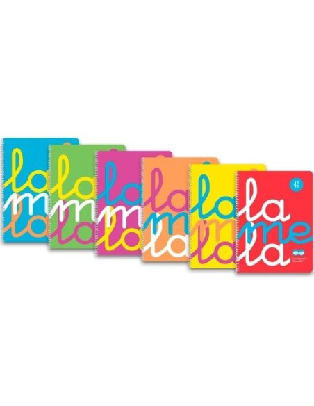 LAMELA CUADERNO ESPIRAL 80H FOLIO 90GR CUADROVÍA 5MM CUBIERTA PP FLÚOR C/SURTIDOS - Pack de 6 unidades
