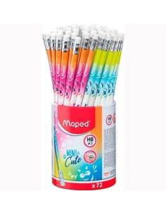 MAPED LÁPIZ DE GRAFITO MINI CUTE HB C/GOMA DE BORRAR SURTIDO MULTICOLOR -BOTE EXPOSITOR 72U-