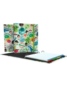 GRAFOPLÁS CARPEBOOK 4 ANILLAS MIXTAS D35 REVOLUTION GREEN 4 SEPARADORES C/RECAMBIO 100H A4 CARTÓN PLASTIFICADO