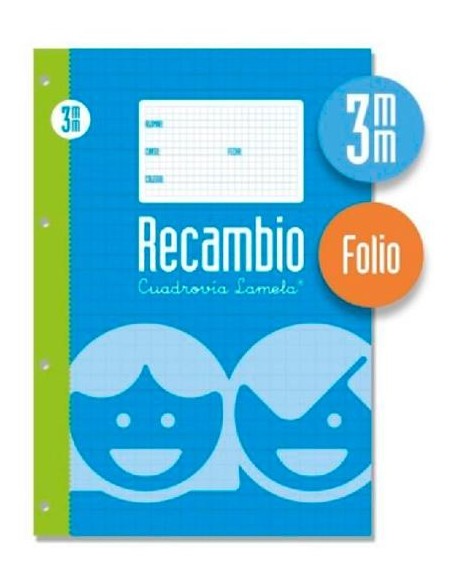 LAMELA RECAMBIO HOJAS MICROPERFORADAS FOLIO CUADRÍCULA 3MM C/ MARGEN  PACK -5U-