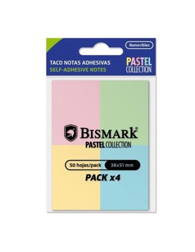 BISMARK TACO DE NOTAS ADHESIVAS 38X51MM 50H COLORES PASTEL