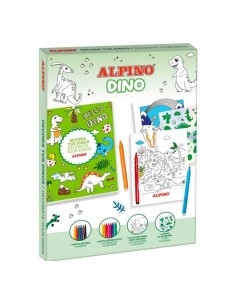 ALPINO SET CREATIVO DECOR DINO 14 ROTULADORES + 18 ILUSTRACIONES + PEGATINAS