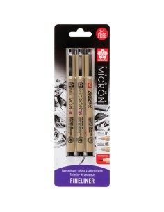 TALENS SAKURA ESTUCHE 3 ROTULADORES PIGMA MICRON 0,25MM/0,45MM/BRUSH NEGRO