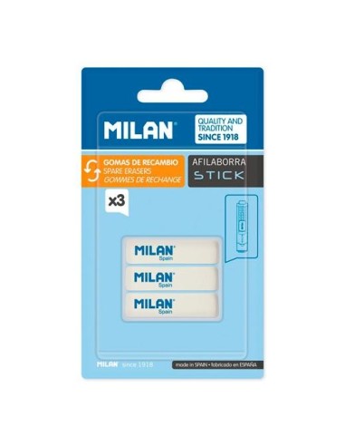 MILAN GOMA DE RECAMBIO PARA AFILABORRA STICK BLÍSTER DE 3