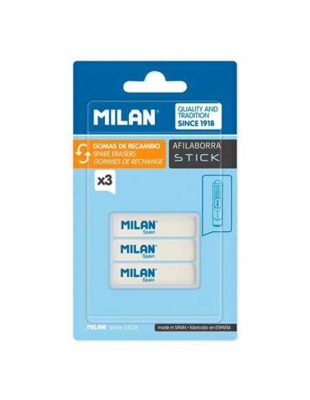 MILAN GOMA DE RECAMBIO PARA AFILABORRA STICK BLÍSTER DE 3