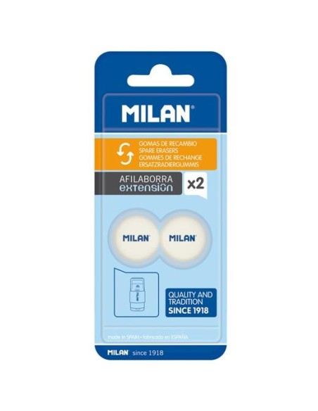 MILAN GOMA DE BORRAR RECAMBIO AFILABORRA BLÍSTER 2U BLANCO