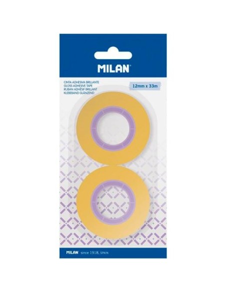 MILAN CINTA ADHESIVA ROLLO 12MMX33M BLÍSTER 2U AMARILLO TRANSPARENTE