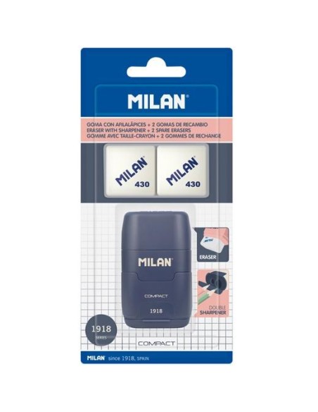 MILAN AFILABORRA COMPACT SERIE 1918 + 2 GOMAS DE RECAMBIO BLÍSTER AZUL