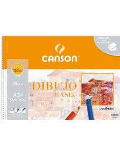CANSON BLOC DIBUJO BASIK ESPIRAL MICROPERFORADO 20 HOJAS 150 GR. RECUADRO 32,5X46CM -10U-
