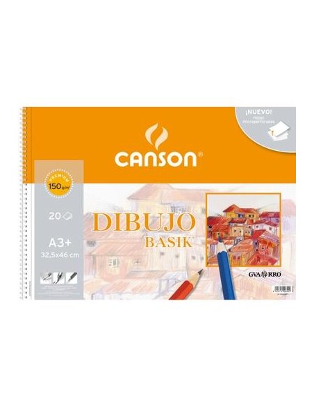 CANSON BLOC DIBUJO BASIK ESPIRAL MICROPERFORADO 20 HOJAS 150 GR. RECUADRO 32,5X46CM -10U-