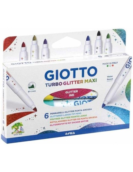 GIOTTO ROTULADORES TURBO GLITTER MAXI ESTUCHE 6U C/SURTIDOS