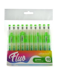 OFFICE BOX MARCADOR FLUORESCENTE FLUO RECARGABLE VERDE PACK 10 UD