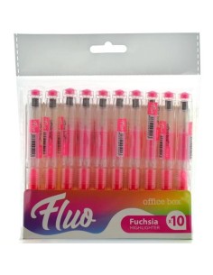 OFFICE BOX MARCADOR FLUORESCENTE FLUO RECARGABLE ROSA PACK 10 UD