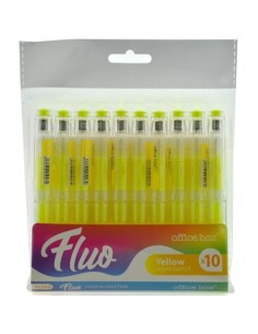 OFFICE BOX MARCADOR FLUORESCENTE FLUO RECARGABLE AMARILLO PACK 10 UD