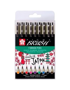 TALENS SAKURA ESTUCHE 9 ROTULADORES PUNTA PINCEL PIGMA BRUSH PENS COLORES SURTIDOS