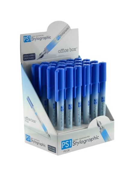OFFICE BOX PLUMA ESTILOGRÁFICA PS1 DESECHABLE TINTA AZUL EXPOSITOR 24 UD