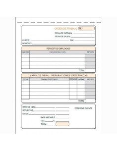 TALONARIO INFORME DE TRABAJO CUARTO NATURAL DUPLICADO AUTOCOPIA