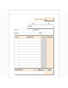 TALONARIO FACTURAS OCTAVO NATURAL TRIPLICADO AUTOCOPIA
