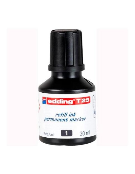 EDDING FRASCO DE TINTA T25 PARA ROTULADOR PERMANENTE 30ML NEGRO