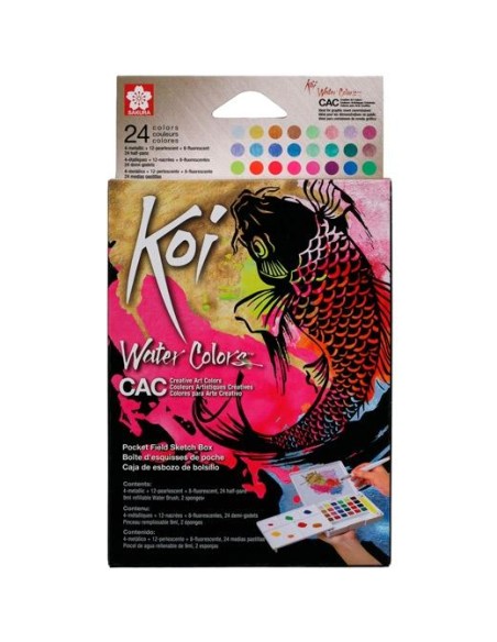 TALENS SAKURA KOI WATER COLORS SKETCH BOX 24 CREATIVE ART COLORES SURTIDOS