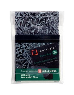 TALENS SAKURA ZENTANGLE TOOL SET 20 TARJETAS 89X89MM NEGRO