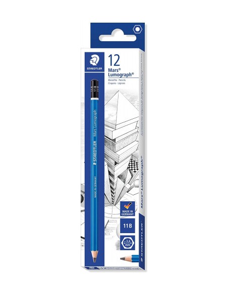 LAPIZ GRAFITO MARS LUMOGRAPH 100, GRAD. 11B STAEDTLER 100-11B
