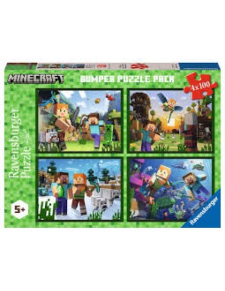 PUZZLE 2D 4X100 PIEZAS MINECRAFT RAVENSBURGER