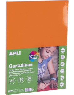 PAQ 50 CARTULINA APLI A4 170G SURTIDO INTENSO