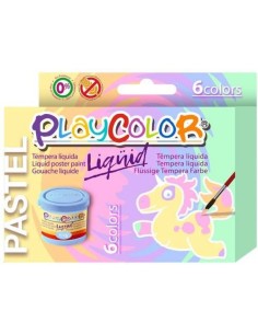 Estuche 6 tempera liquida playcolor 40ml colores pastel