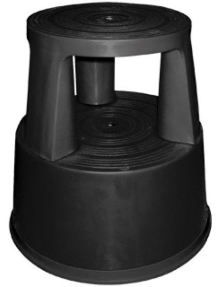 TABURETE RUEDAS RETRACTILES TRES RUEDAS DOS NIVELES NEGRO