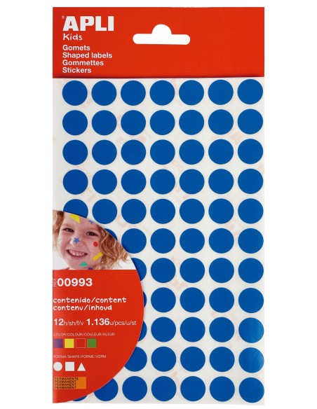 00993 etiqueta autoadhesiva Permanente Azul, Verde, Rojo, Amarillo