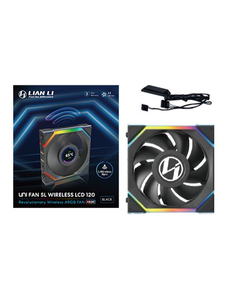 UNI FAN SL Wireless LCD 120 Carcasa del ordenador Ventilador 12 cm Negro 1 pieza(s)