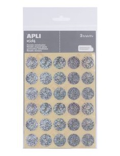 BOLSA 3 HOJAS GOMETS REDONDOS PLATA 20MM PERMANENTES