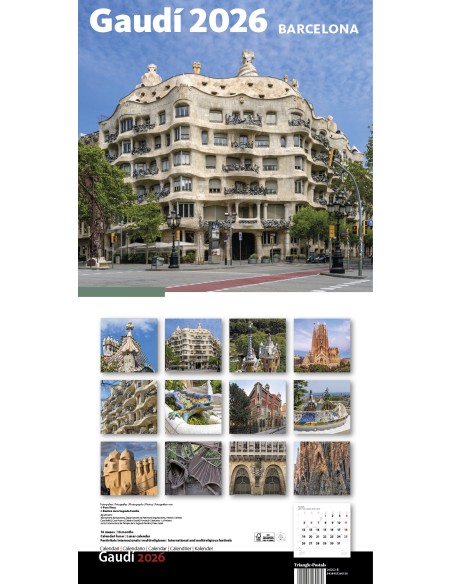 Cal 2026 Pared 30x30 cm Gaudi 2 B Pedrera