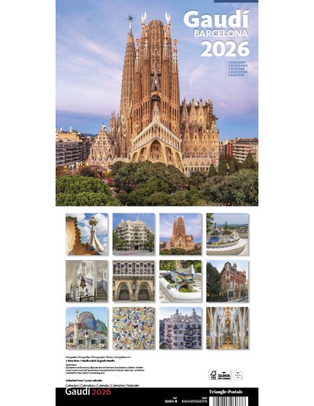 Cal 2026 Pared 16x16 cm Gaudi 1 B S Familia