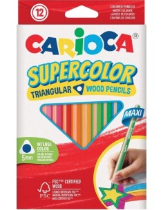 ESTUCHE 12 LAPICES DE COLORES MAXI TRIANGULAR SUPERCOLOR