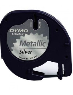 CINTA DYMO LETRATAG METALIZADA NEGRO PLATA 12MMX4M