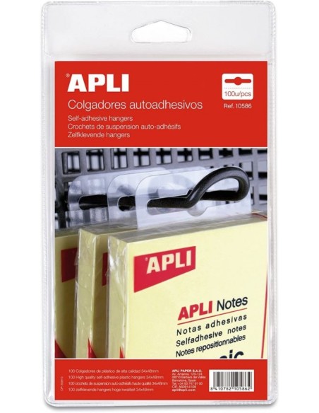 C 100 COLGADORES AUTOADHESIVOS APLI 34X48 MM