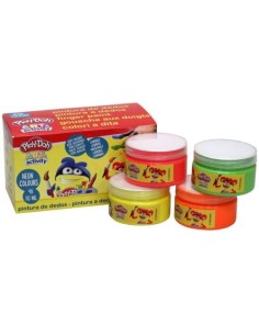 C 4 botes pintura de dedos colores fluorescentes 70ml play doh