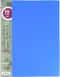 Carpeta 10 fundas elite a4 opaco color azul polipropileno
