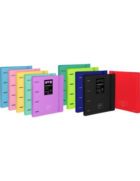 Paq 10 carpebook a4 4 anillas 35mm polyfoam colores surtidos unequal minimal