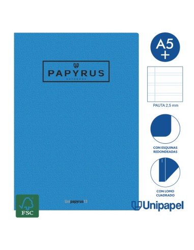 LIBRETA GRAPADA GOFRADA A5+ 48 HOJAS 90GR. PAUTA 2,5MM COLORES SURTIDOS PAPYRUS 88430899