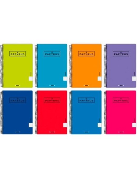 PAPYRUS CUADERNO TAPA PP 08-UNICLASIC 80H 90GR PAUTA 3,5MM CUARTO COLORES SURTIDOS - Pack de 5 unidades