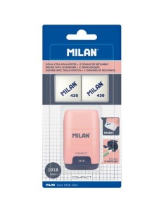 MILAN AFILABORRA COMPACT SERIE 1918 + 2 GOMAS DE RECAMBIO BLÍSTER ROSA