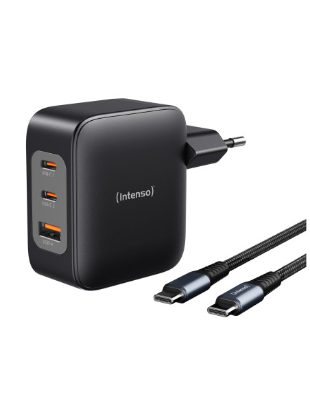 W100ACC+C520C, Set de adaptador de corriente + cable de carga, 100 W, carga rápida, GaN, carga simultánea de 3 dispositivos, neg W100ACC+C520C, Set de adaptador de corriente + cable de carga, 100 W, carga rápida, GaN, carga simultánea de 3 dispositivos, neg