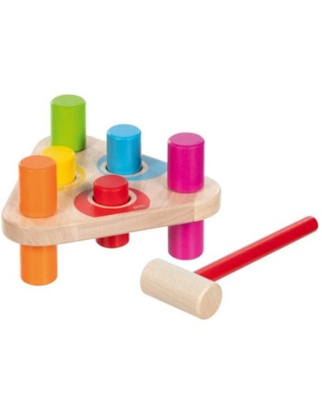 BANCO DE TRABAJO CON MARTILLO DE MADERA ARCOIRIS