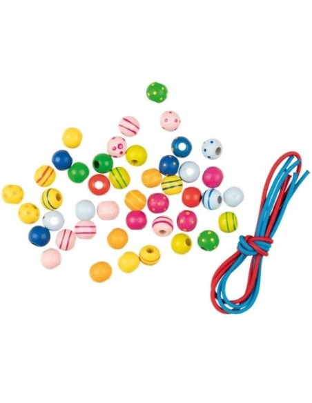 COLLAR DE PERLAS DE MADERA 44 PERLAS COLORES SURTIDOS