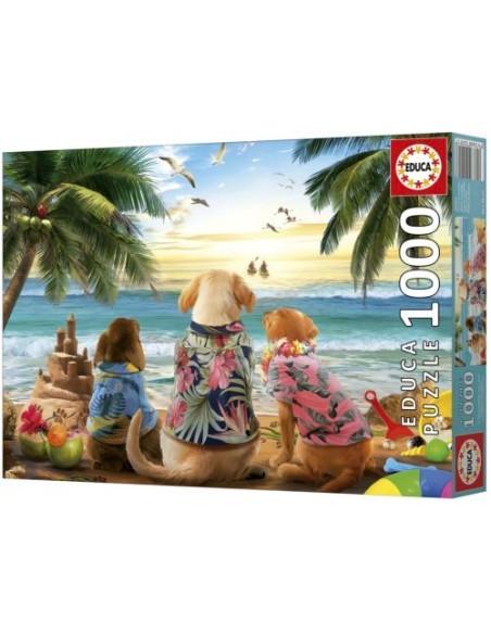 PUZZLE 1000 PIEZAS PERROS EN LA PLAYA