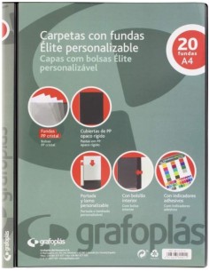 Carpeta personalizable A4 20 fundas soldadas color negro Elite